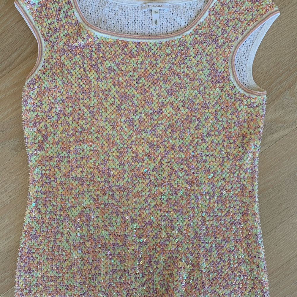 Escada pastel multi-colored sequined top